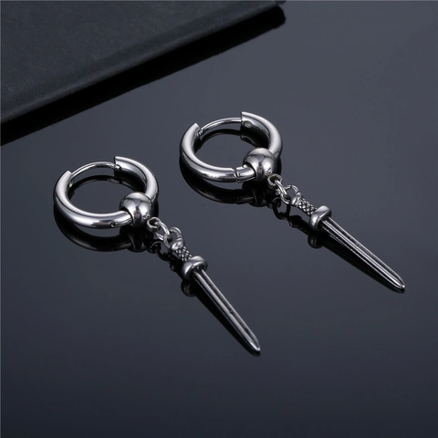 Schwert Dolch Anhänger Creolen 316L Edelstahl Antik Retro Punk Gothic Schmuck Für Herren Und Damen