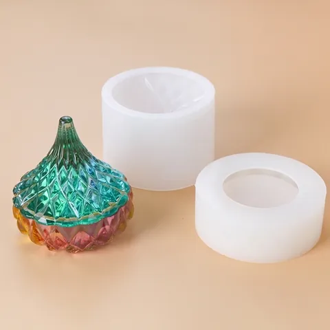 Molde De Silicona Para Bricolaje Tarro De Joyería De Resina Epoxi Contenedor De Almacenamiento Gota De Agua Con Tapa