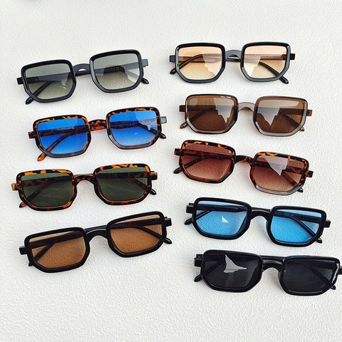 Retro Square Sunglasses Fashion Rectangle Gradient Lens UV400 Protection Eyewear For Men Women Plastic Frame
