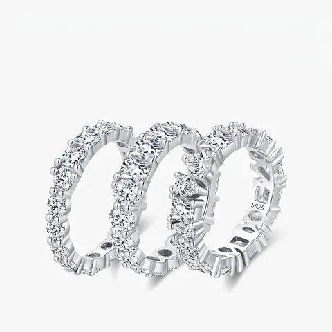 Eternity Ring 925 Sterling Silber Vollkreis Zirkonia Krappenfassung Luxus Pendler Mode Schmuck Für Frauen