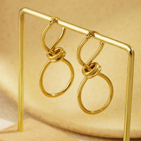 Minimalist Geometric Twist Knot Earrings Stainless Steel Infinite Eight Shape Spiral Dangle Ear Jewelry For Women