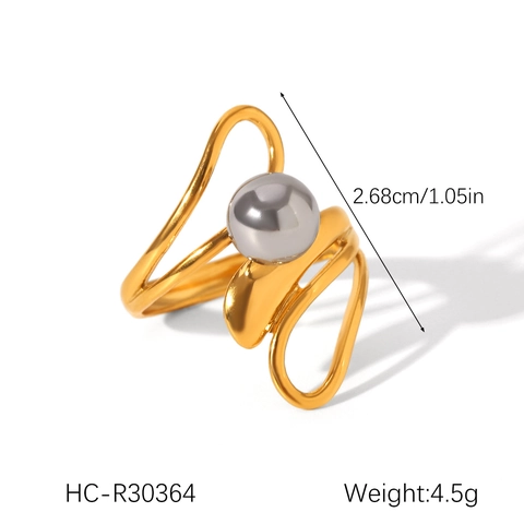 Anillo De Ola Geométrico Acero Inoxidable Oro Plata Color Mixto Irregular Abstracto Pulido Joyas De Moda Para Mujeres