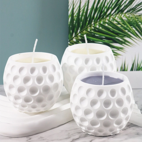 Siliconen Mal Voor Aromatherapie Kaars Cup Pot Golfbal Textuur Flexibel DIY Knutselen Gips Hars Gieten