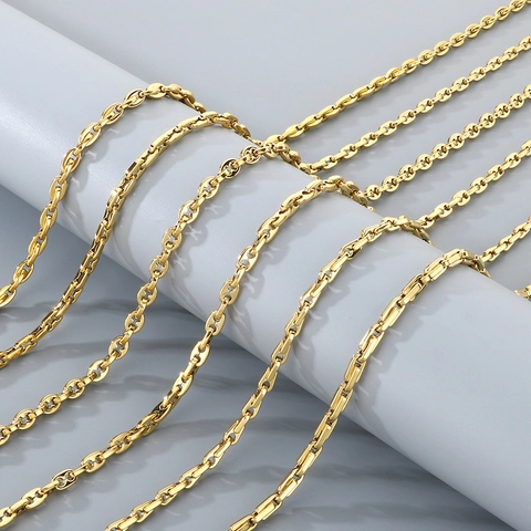 Stainless Steel Mariner Link Chain Necklace Geometric Coffee Bean Pig Nose Design Fashion For Men Women