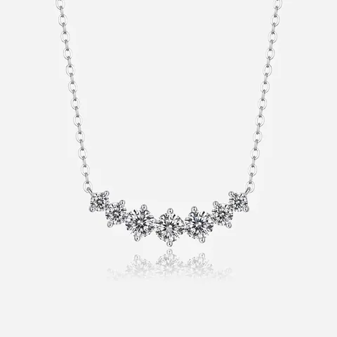 925 Sterling Silver Moissanite Arch Smile Pendant Necklace For Women Luxury D Color 3EX Necklace Jewelry With GRA Certificate