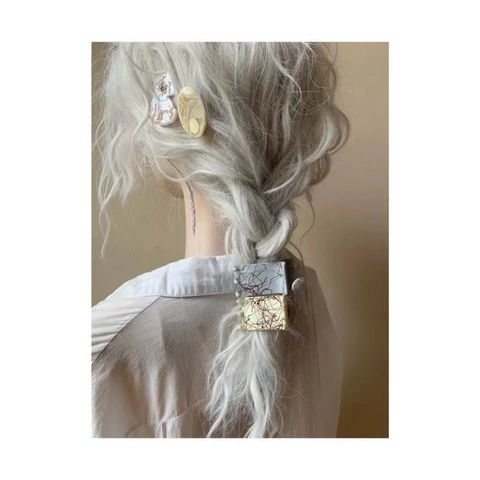 Pinzas Para El Cabello Elegante Estilo Coreano Cuadrado Patrón Mármol Resina Pinzas Para Mujeres Soporte Cola De Cavallo Tocado Chic