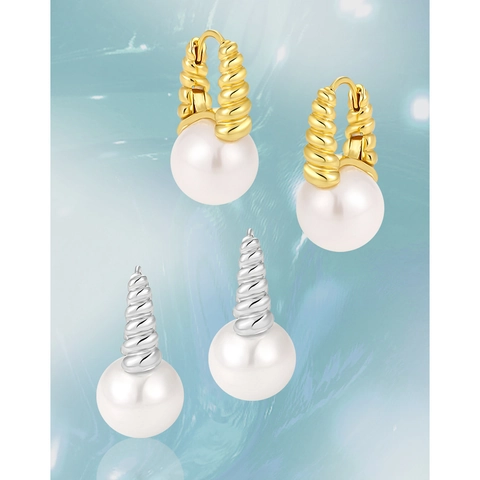 French Vintage 925 Sterling Silver Twisted Hoop Earrings For Women Minimalist Elegant Artificial Pearl Earrings Jewelry