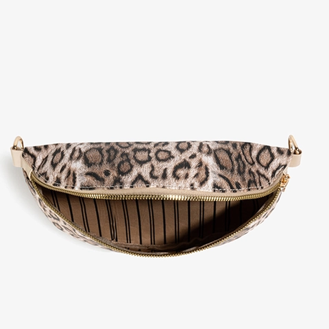 Leopard Print Monogram Waist Bag PU Leather Half Moon Chest Bag Adjustable Strap Crossbody Fashion Women Trendy