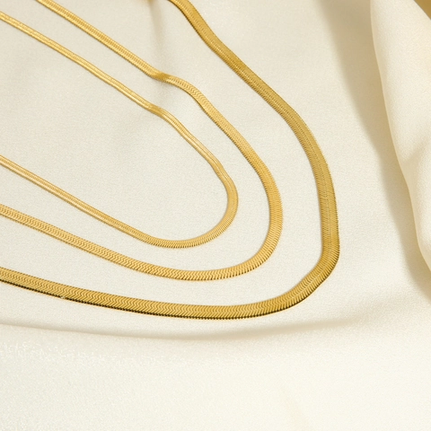 Trendige Flache Schlangenkette Halskette Für Damen Elegante Minimalistische Schmuck Aus Edelstahl Vergoldet