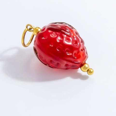 Handmade Fruit Charms Pendants For DIY Jewelry Making Stainless Steel Glass Cute Strawberry Pineapple Cherry Mushroom Accessories