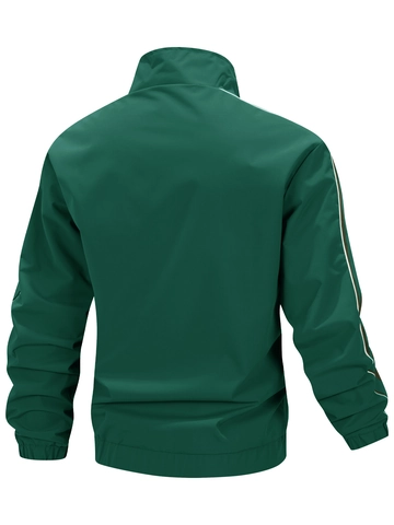Giacca Antivento Da Uomo Con Collo Alto Zip Outdoor Casual Ampia In Fibra Sintetica Color Block