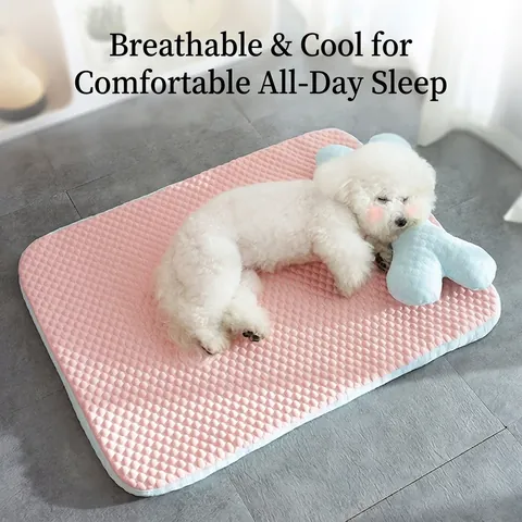 Pet Cooling Mat Summer Sleeping Pad Breathable Washable Ice Satin Fabric With Pillow For Small Medium Dogs Cats