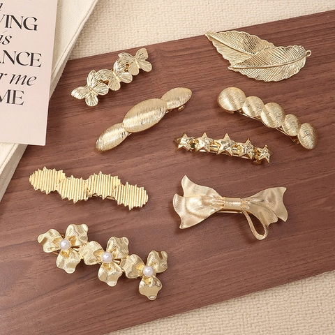 Mollette Per Capelli In Metallo Minimaliste Fermagli A Molla In Lega Oro Argento Accessori Geometrici Per Donne