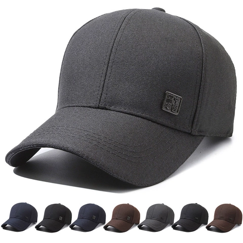 Men Baseball Cap Cotton Polyester Sun Protection Adjustable Outdoor Casual Solid Color With Metal Logo Decor