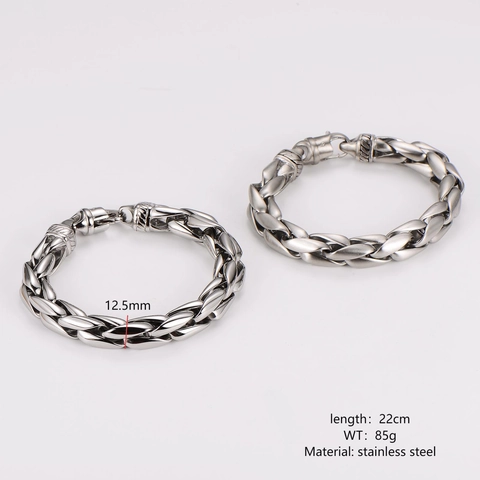 Herren Geflochtenes Weizenketten Armband 304 Edelstahl Poliert Matt Textur Industrieller Punk Stil Schmuck