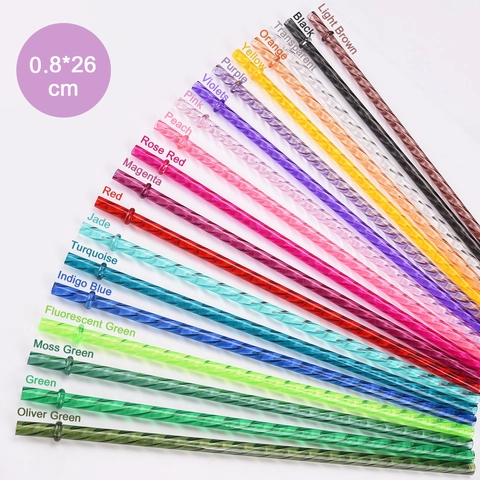Reusable Tritan Plastic Drinking Straws Spiral Texture With Stopper Ring For Tumbler Cups Colorful Beverage Accessories