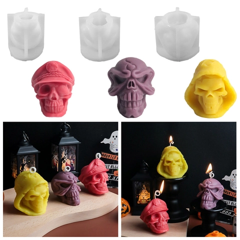 Schädel Silikonformen Für DIY Halloween Kerzenherstellung Flexible Gips Harz Bastelform Gothic Home Party Deko