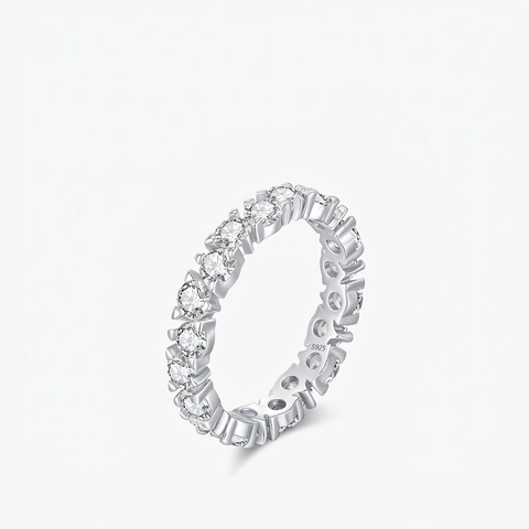 Volle Ewigkeit Ring 925 Sterling Silber Funkelnd Rund Zirkonia Band Hochzeit Schmuck Für Frauen Luxus Mode Fingerring