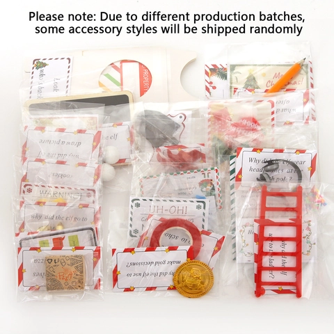 Christmas Elf Props Advent Calendar Countdown Mini Toys Puzzle Ladder Knit Hat Cards Plastic Fabric Paper Wood Decor