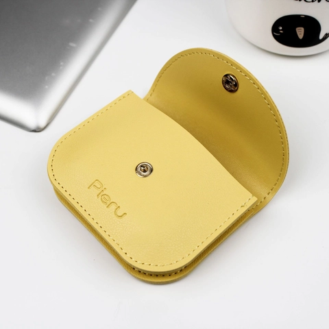 Mini Coin Purse PU Leather Card Holder Snap Button Closure Solid Color Envelope Style Small Wallet For Women