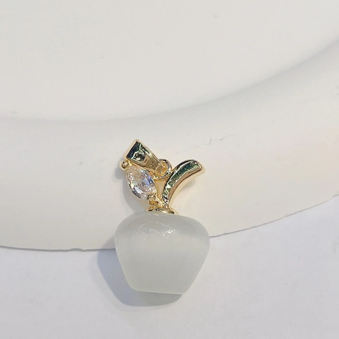 Apple Pendant Charm Copper 18K Gold Plated With Cat Eye Stone And Zircon DIY Jewelry Making For Necklace Bracelet
