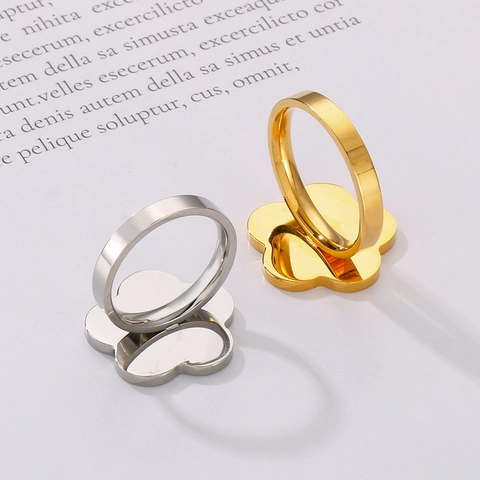 Bandeja De Base De Anillo En Forma De Flor Acero Inoxidable Chapado En Oro De 18K DIY Fabricación De Joyas Camelia Mujeres Elegante