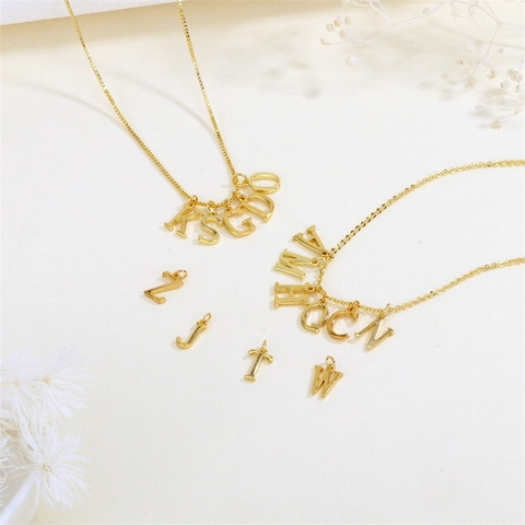 Alphabet Letter Pendants Copper Gold Plated Charms For DIY Jewelry Making Necklaces Minimalist Fashion Accessories