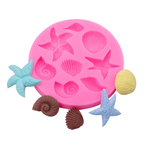 Stampo In Silicone Conchiglie Stella Marina Rotondo Stile Oceano Per Decorazione Torte Fondente Cioccolato Strumento Da Forno