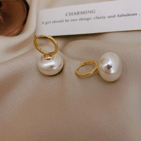Orecchini A Cerchio Künstliche Perle In Rame Francese Vintage Minimalista Elegante Gioielli Per Donne Moda Design Di Lusso