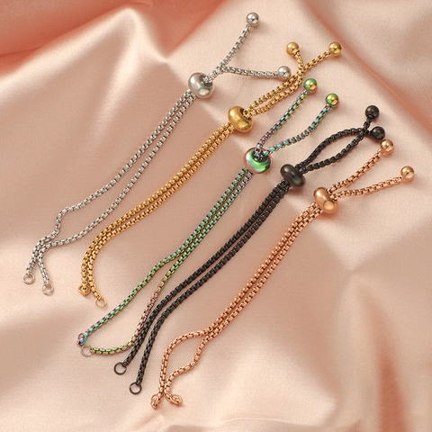 Verstellbare Bolo Kette Armband Edelstahl Box Kette Schieber Stecker DIY Schmuck Komponente Für Armband Herstellung