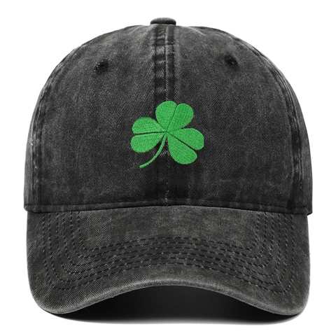 Retro Washed Cotton Baseball Cap Distressed Shamrock Embroidery Dad Hat Adjustable Sun Hat For Women Men Outdoor