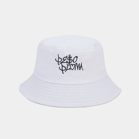 Cotton Canvas Bucket Hat Letter Embroidery Sun Protection Breathable Streetwear Hip Hop Flat Top Outdoor Sun Hat