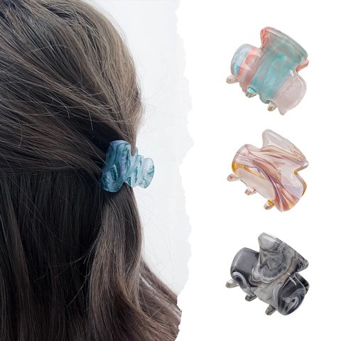 Petite Pince À Cheveux Acrylique Motif Marbre Style Peinture À L'encre Épingle À Cheveux Shark Accessoire De Mode Pour Femmes