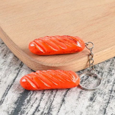 Portachiavi Salsiccia Di Simulazione Modello Di Cibo Artificiale Realistico Ciondolo Hot Dog PVC Lega Di Zinco Per Borse