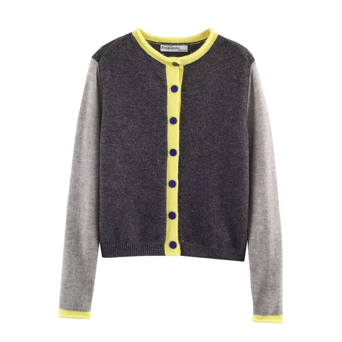 Dames Gebreid Vest Trui Color Block Ronde Hals Knoopsluiting Lange Mouwen Casual Acryl Polyester Mix Chique Tops