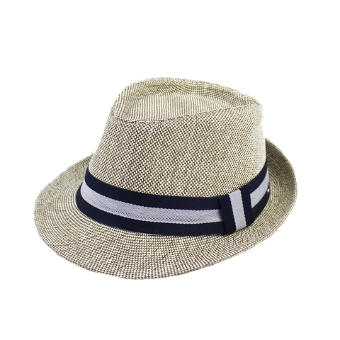 Chapeau Fedora Panama En Paille Respirant Protection Solaire Extérieur Plage Style Rétro Britannique Bande Rayée Hommes