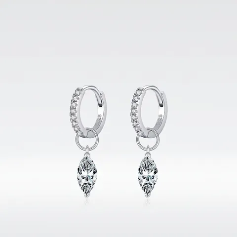 Marquise Geslepen Moissanite Hoop Drop Oorbellen Met 925 Sterling Zilveren Oorsteker Elegante Sieraden Voor Dames