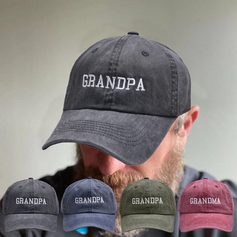 Gorra De Béisbol Vintage Algodón Lavado Bordado Grandpa Grandma Retro Desgastado Protección Solar Exterior Ajustable