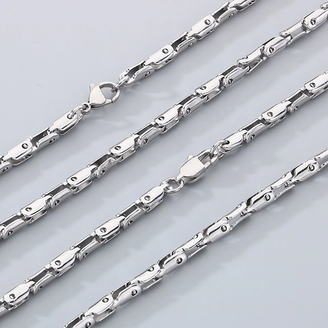 Stainless Steel Necklace And Bracelet Unique Rectangular Link Chain Gold Silver Versatile Punk Style Unisex Jewelry