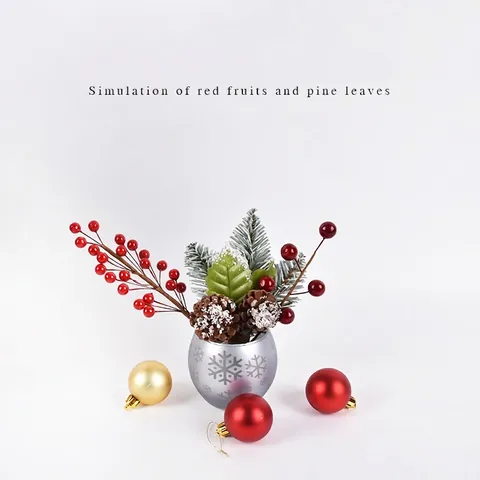 Künstliche Weihnachtsbeeren Und Tannenzapfen Zweige Sowie Pfauenfeder Clips Für DIY Weihnachtsbaum Dekoration Und Party Layout
