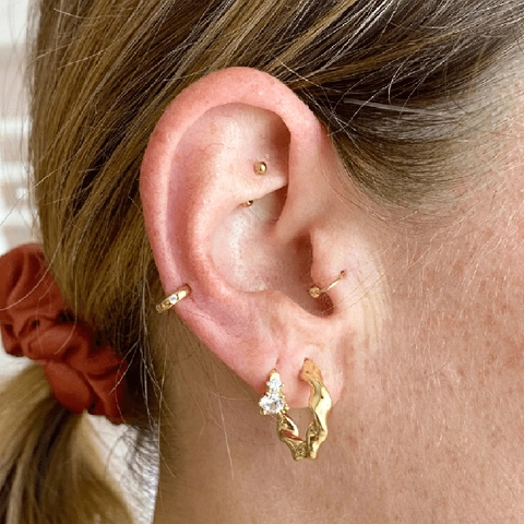 Geometric Round Zircon Hoop Earrings With Silver Earring Post Copper Micro Inlaid Trendy Fashion Jewelry For Women