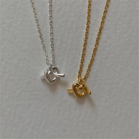 Collar De Corazón Con Nudo De Plata De Ley 925 Joyería De Cadena De Clavícula Elegante Minimalista Para Mujer