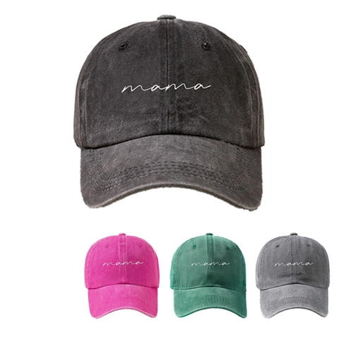 Gorra De Béisbol De Algodón Lavado Retro Bordado Mama Vintage Ajustable Dad Hat Para Mujeres Hombres