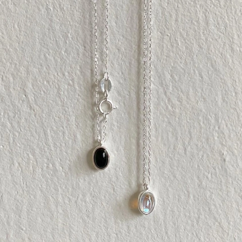 Collana In Argento Sterling 925 Con Ciondolo In Strass AB Ovale Gioielli Eleganti Minimalisti Per Donna