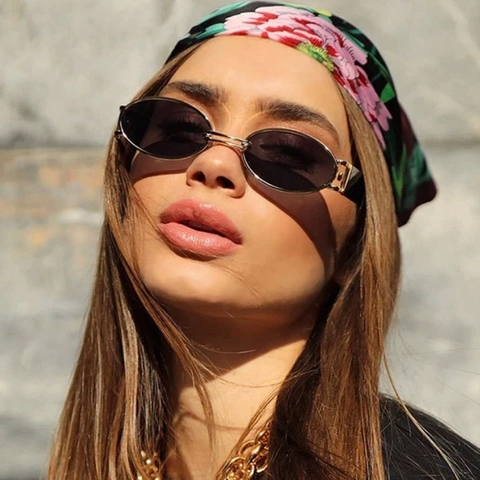 Vintage Ovale Sonnenbrille Metallrahmen UV400 Schutz Retro Mode Sonnenbrille Für Herren Und Damen Streetwear Brillen
