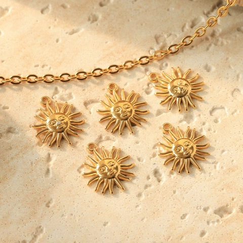 Colgantes De Cara De Sol Acero Inoxidable 304 Diseño Hidráulico Vintage Para Creación De Joyas DIY