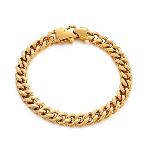 Mens Cuban Link Chain Necklace Bracelet Stainless Steel Hip Hop Punk Jewelry Gold Silver Color With Box Clasp