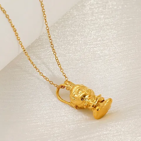 Collana Pendente 3D Eroe Scimmia Mitico Acciaio Inossidabile Placcato Oro 18K Stile Hip Hop Gioielli Creativi Personaggio Leggendario