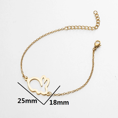 Pulsera Minimalista Colgante Conejo Acero Inoxidable Cadena Ajustable Joyería Moda Mujer