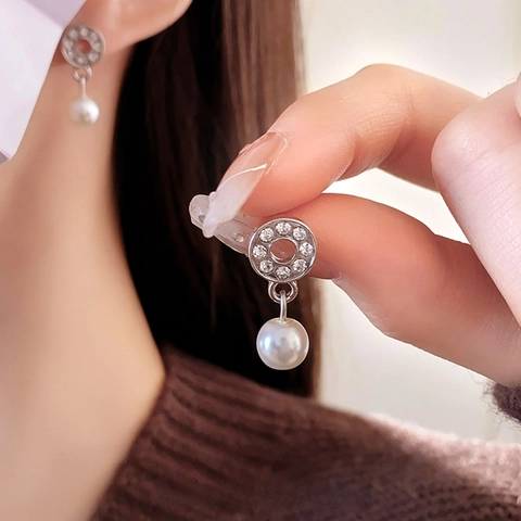 Collana Orecchini Elegante Forma V Goccia D'acqua Cristallo Artificiale Perla Artificial Imitazione Strass Lega Gioielli Moda Donna